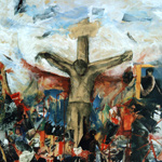 Crucifixion, mixed Media on wood panel, 100x100cm.